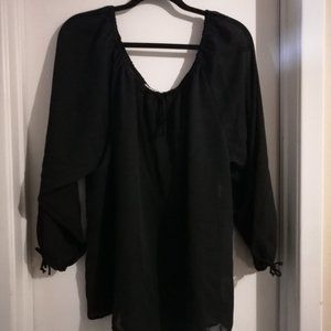 Pennington's Long Sleeve Black Chiffon Top